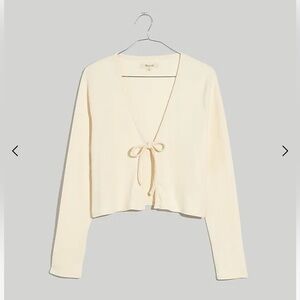 Madewell Brushed Rib Tie-Front Cardigan with matching camisole